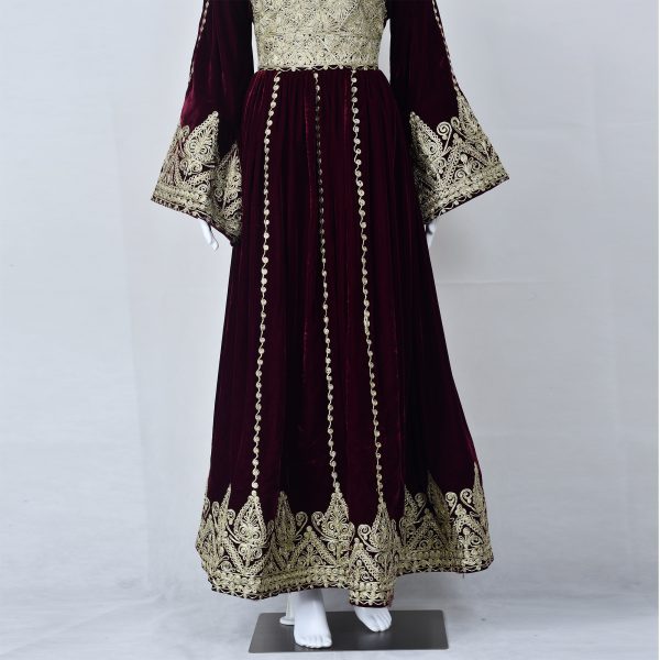 knee length dresses for ladies Ruby Red Velvet Afghan Dress – Arsh Fashion